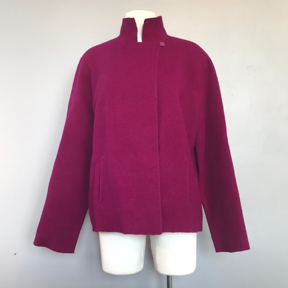 Eileen Fisher 100% Wool Magenta Jacket